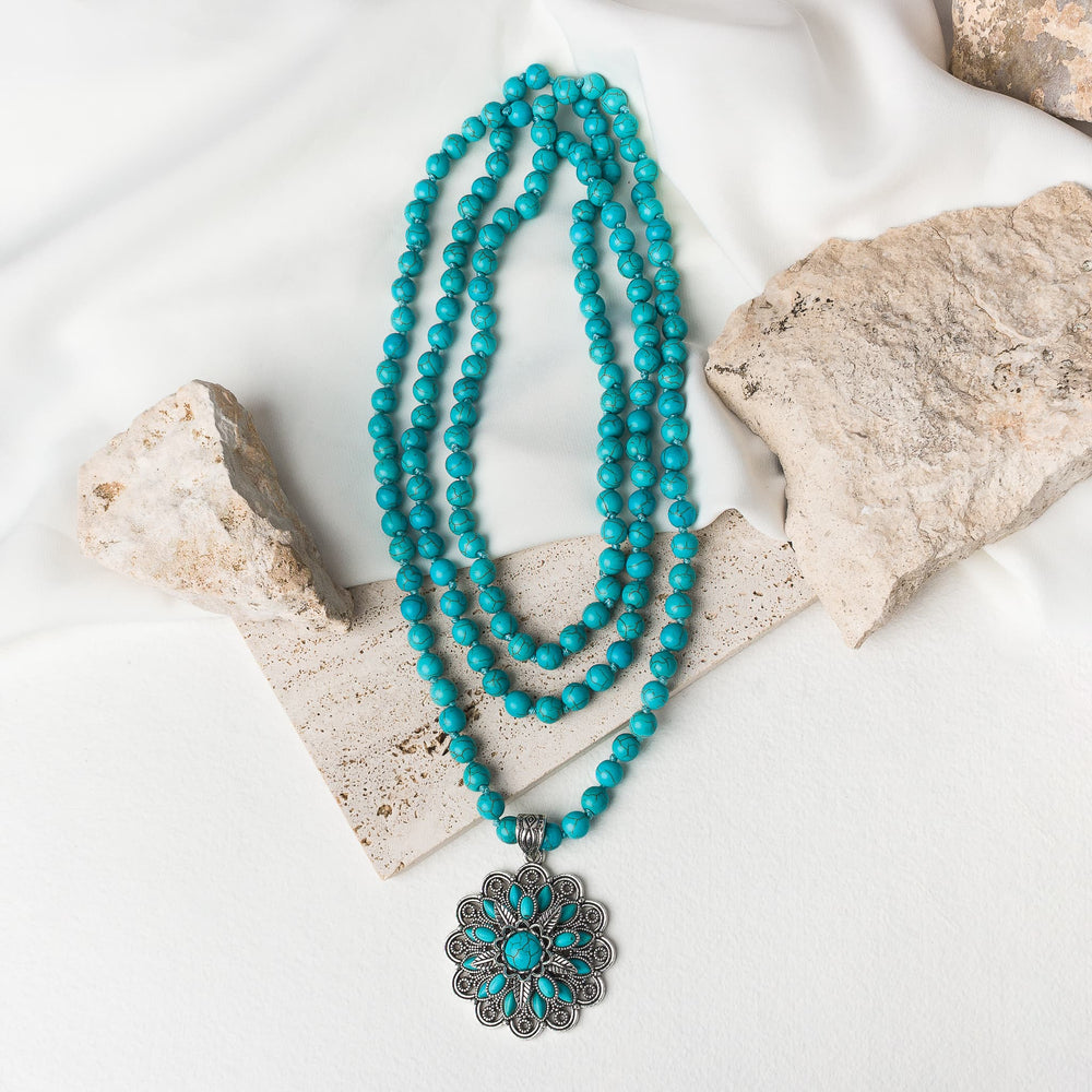 Triple-Strand Turquoise Beaded Necklace