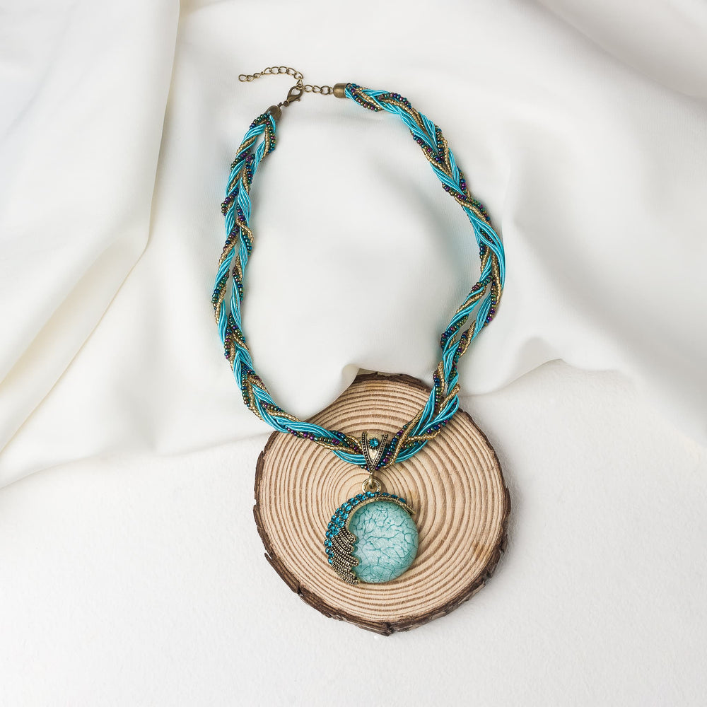 Turquoise Winged Moon Pendant Necklace