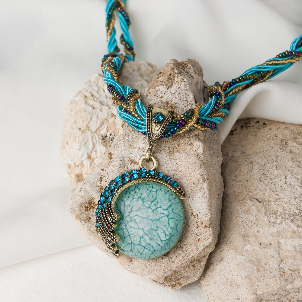 Turquoise Winged Moon Pendant Necklace