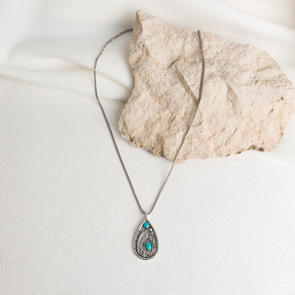 Turquoise Leaf Spirit Pendant Necklace