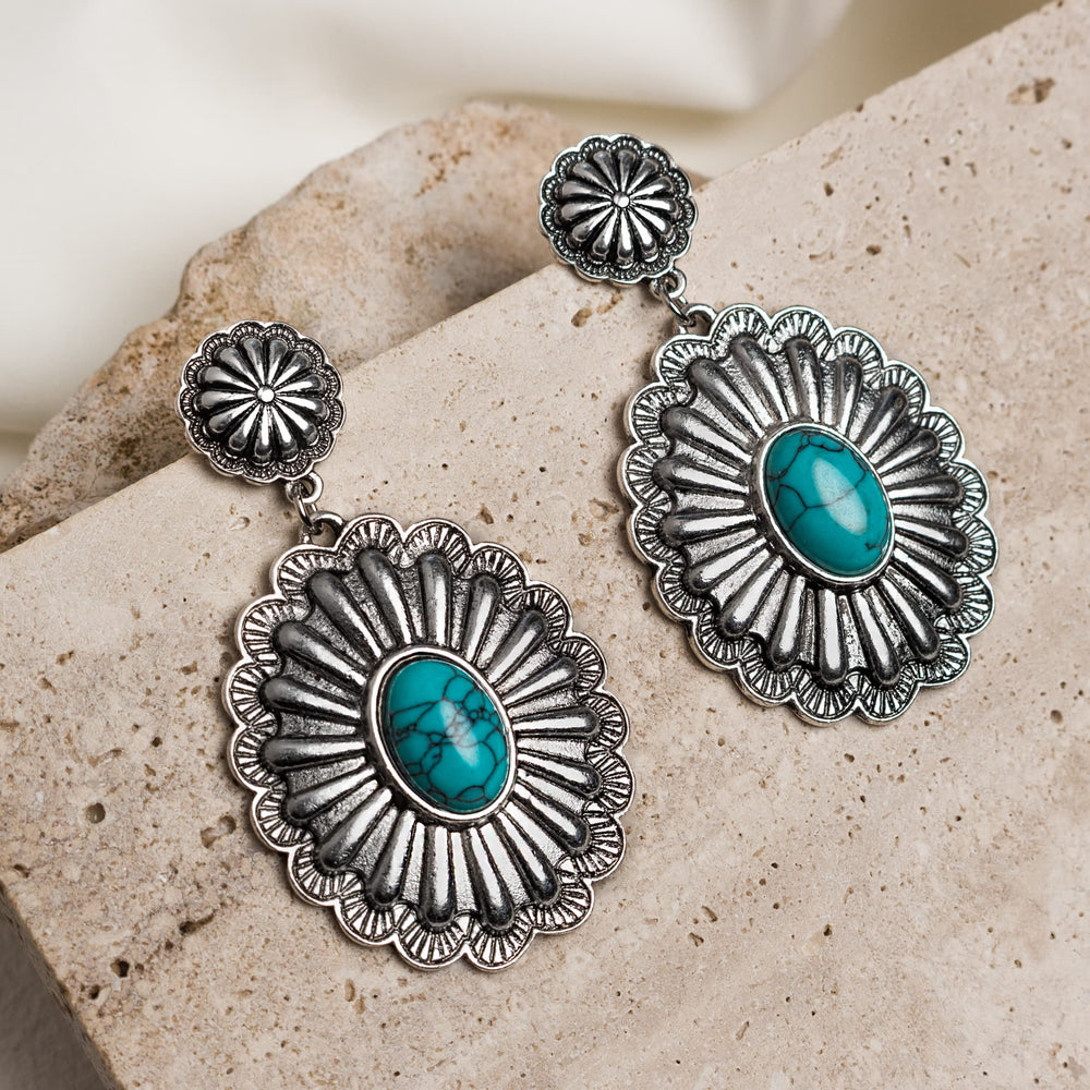 Western Sunburst Turquoise Earrings