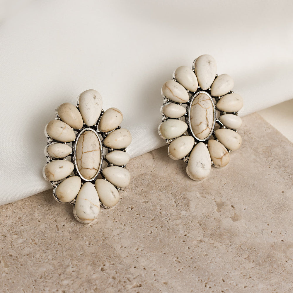 Ivory Bloom Oval Earrings