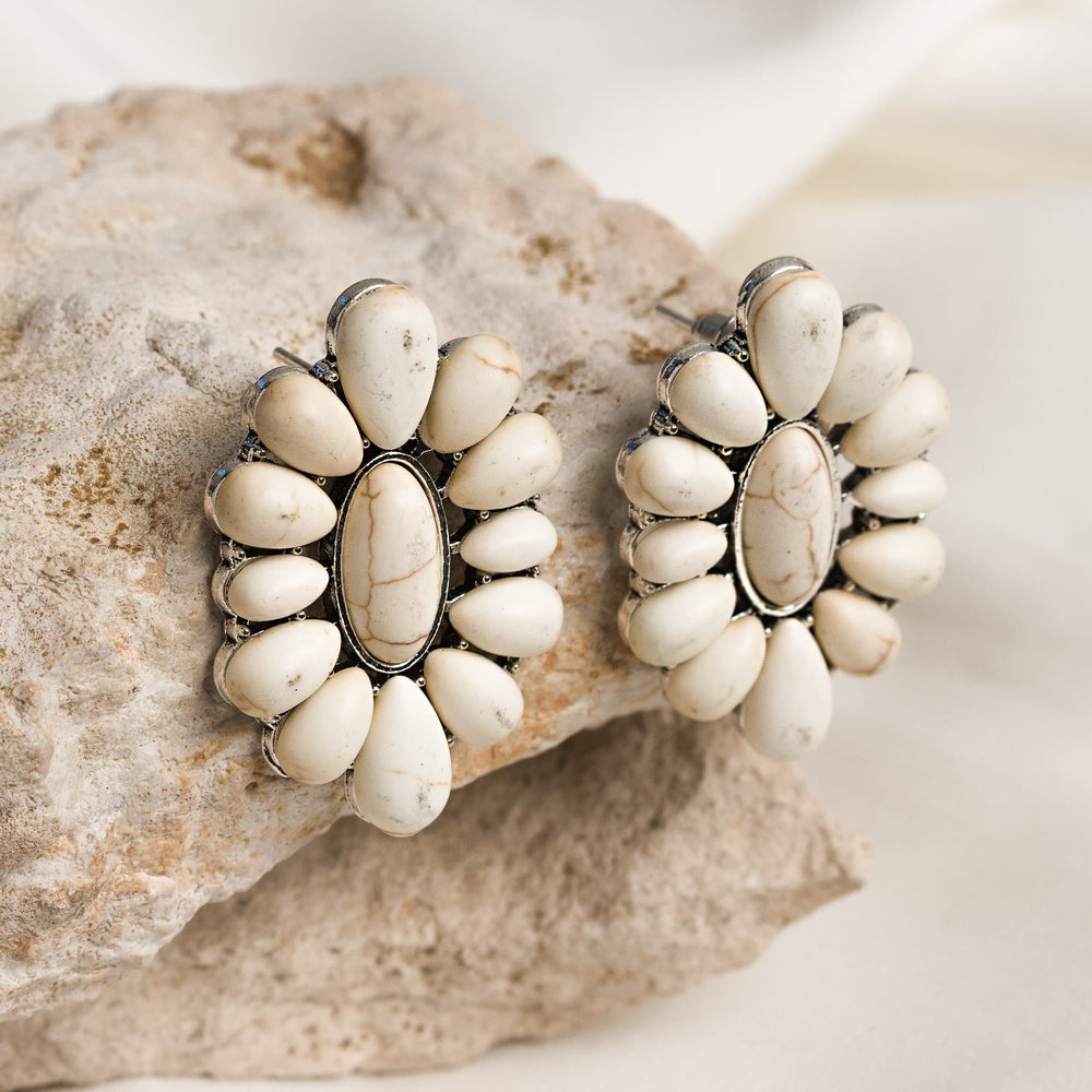 Ivory Bloom Oval Earrings