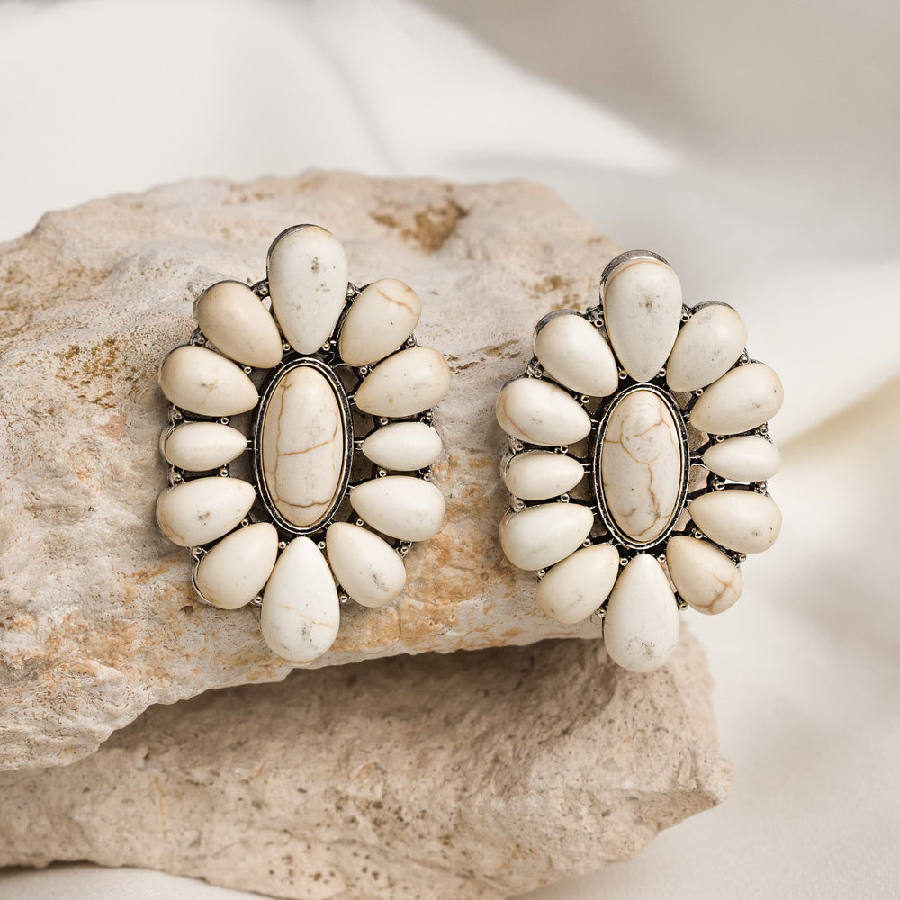Ivory Bloom Oval Earrings