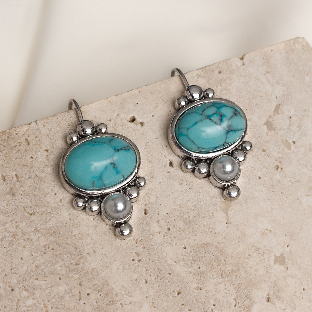 Turquoise Pearl Drop Earrings