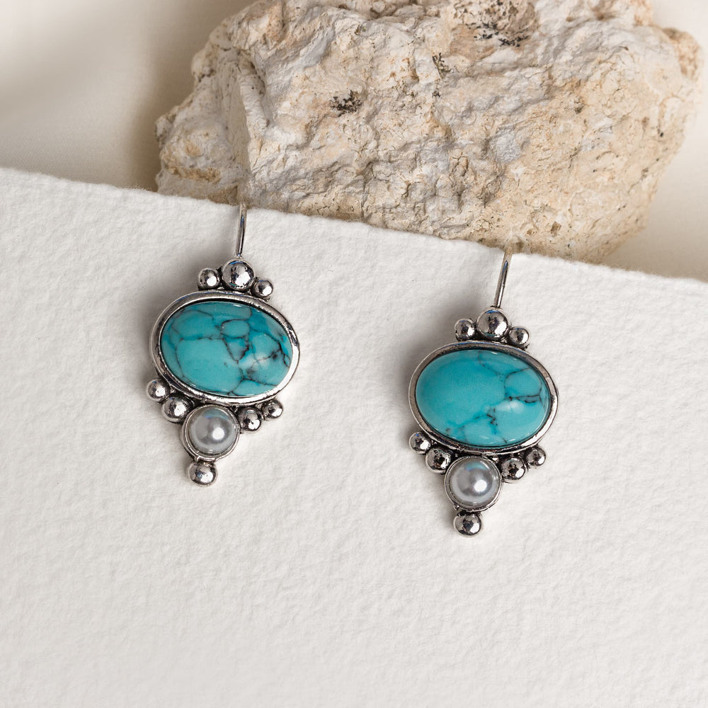 Turquoise Pearl Drop Earrings