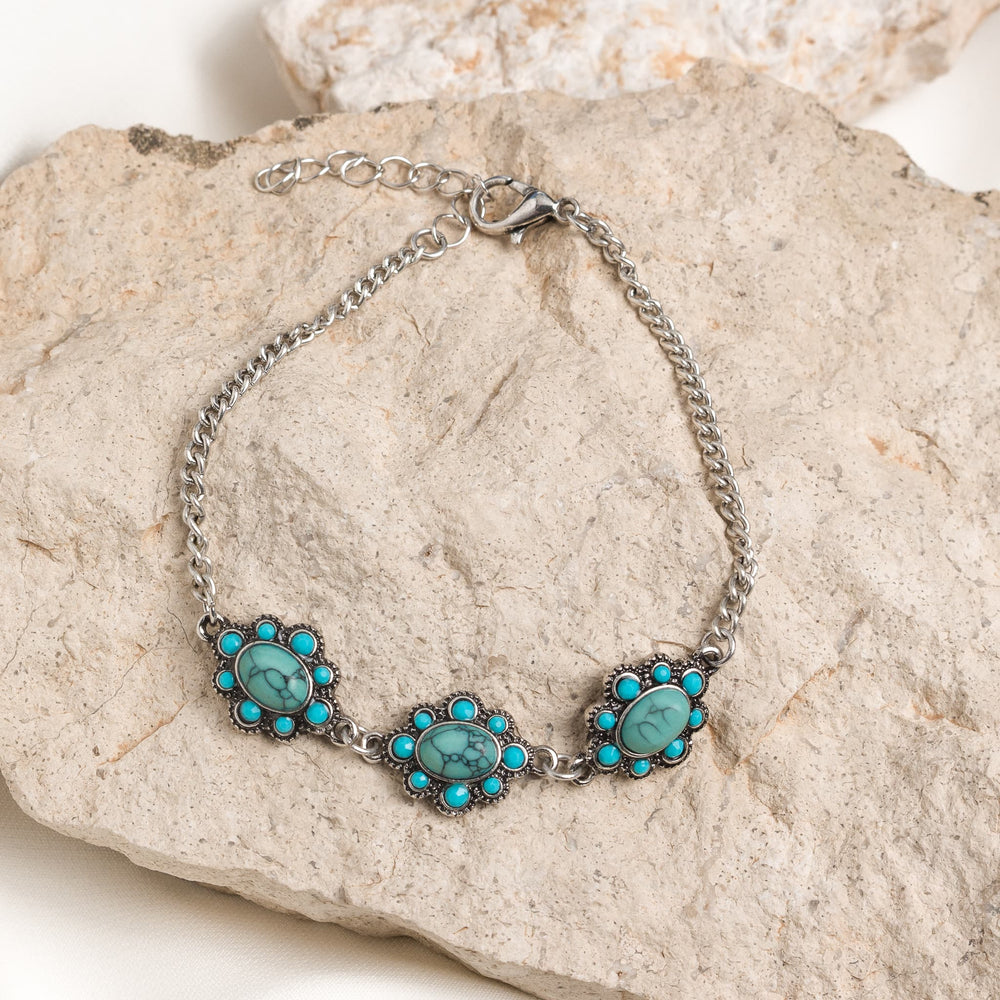 Western Turquoise Blossom Bracelet Set