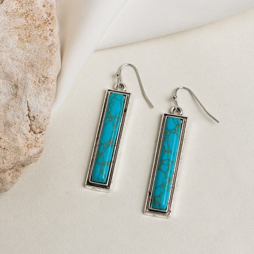 Rectangular Turquoise Drop Earrings