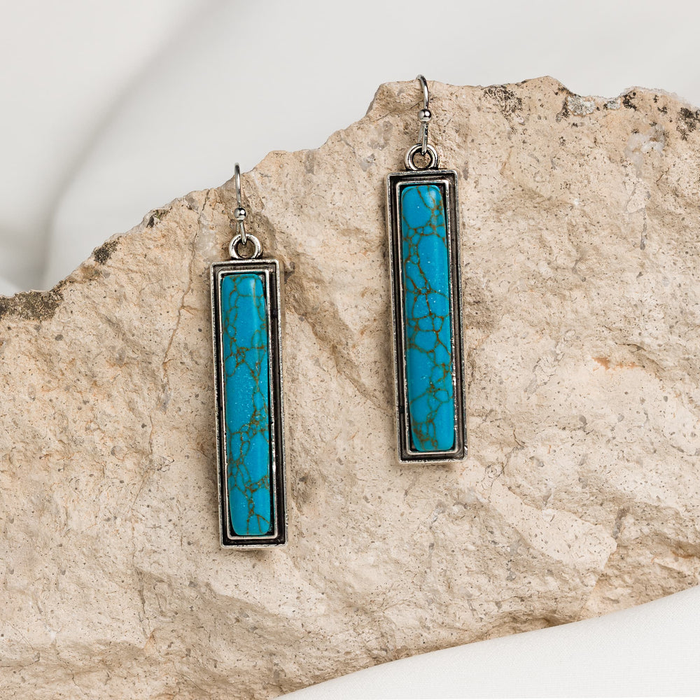 Rectangular Turquoise Drop Earrings