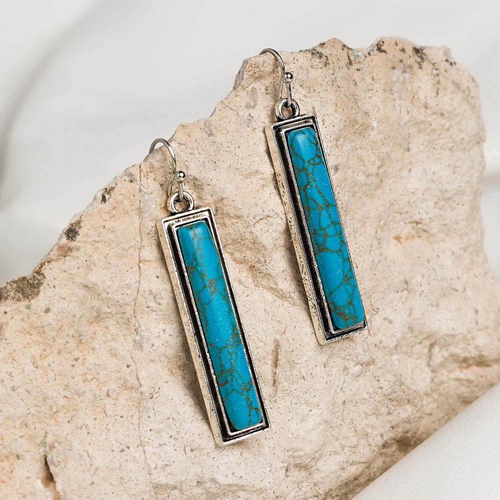 Rectangular Turquoise Drop Earrings