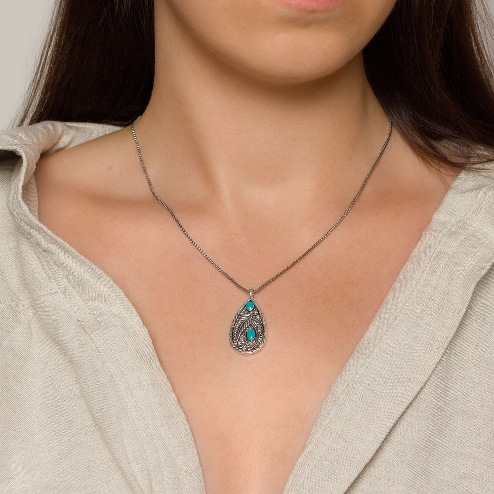 Turquoise Leaf Spirit Pendant Necklace