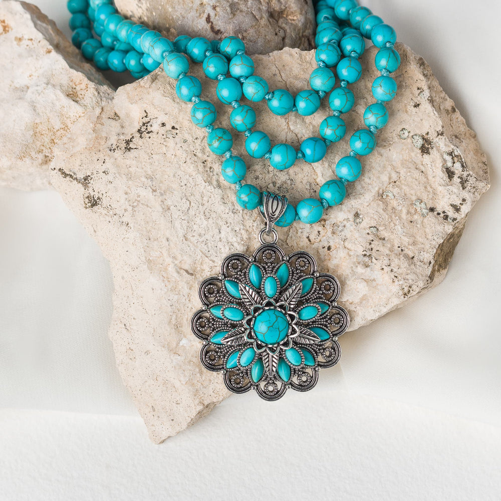 Triple-Strand Turquoise Beaded Necklace