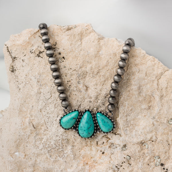 Triple Turquoise Teardrop Necklace