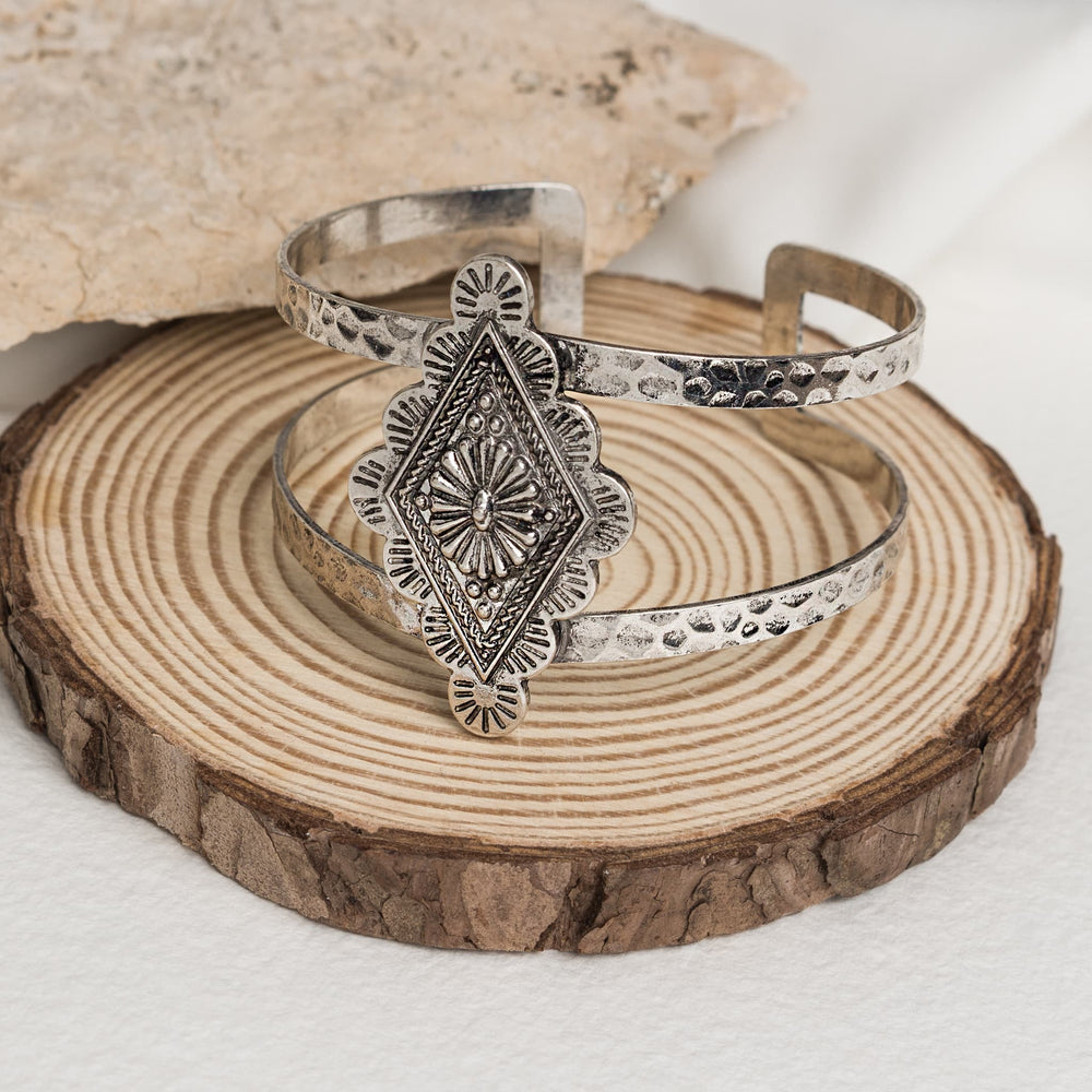 Silver-tone Sunburst Cuff Bracelet