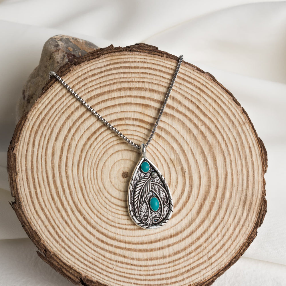 Turquoise Leaf Spirit Pendant Necklace