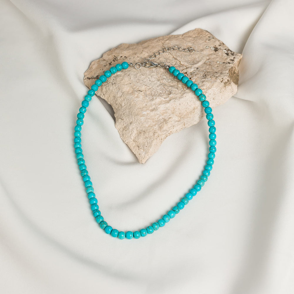 Southwest Sky Turquoise Bead Necklace (6mm ball)