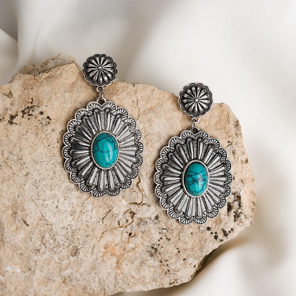 Western Sunburst Turquoise Earrings