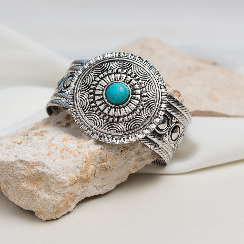 Western Sunburst Turquoise Cuff Bracelet