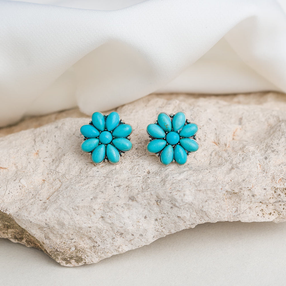 Turquoise Blossom Stud Earrings