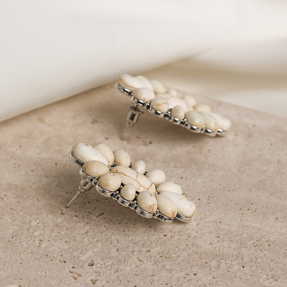 Ivory Bloom Oval Earrings