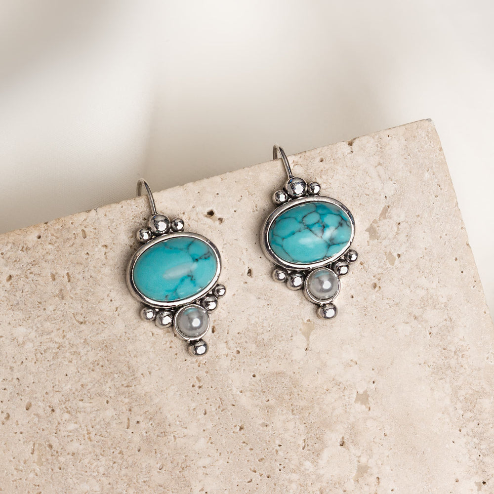 Turquoise Pearl Drop Earrings