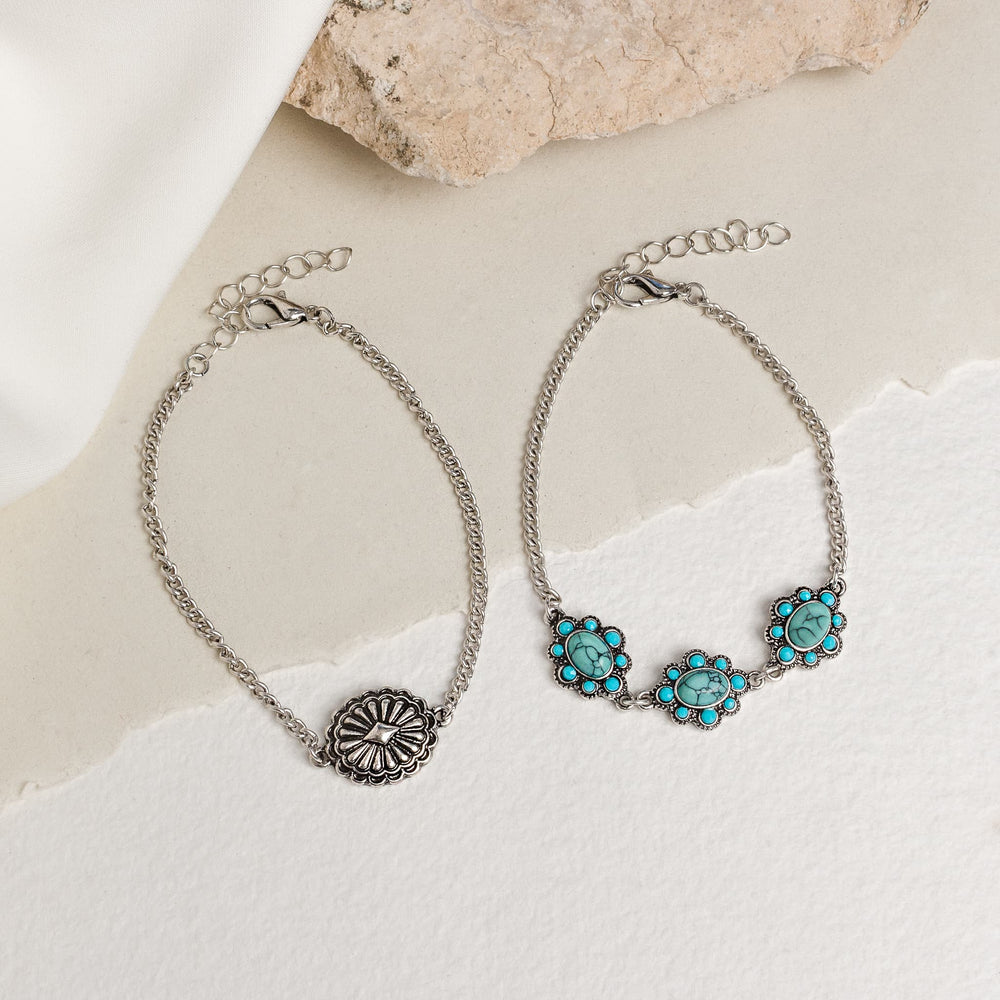 Western Turquoise Blossom Bracelet Set