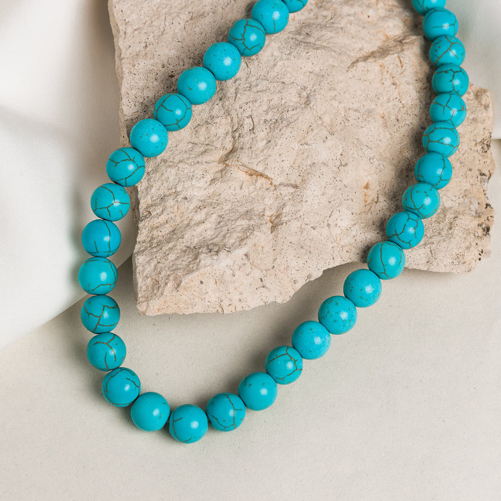 Southwest Sky Turquoise Bead Necklace (10mm Ball)
