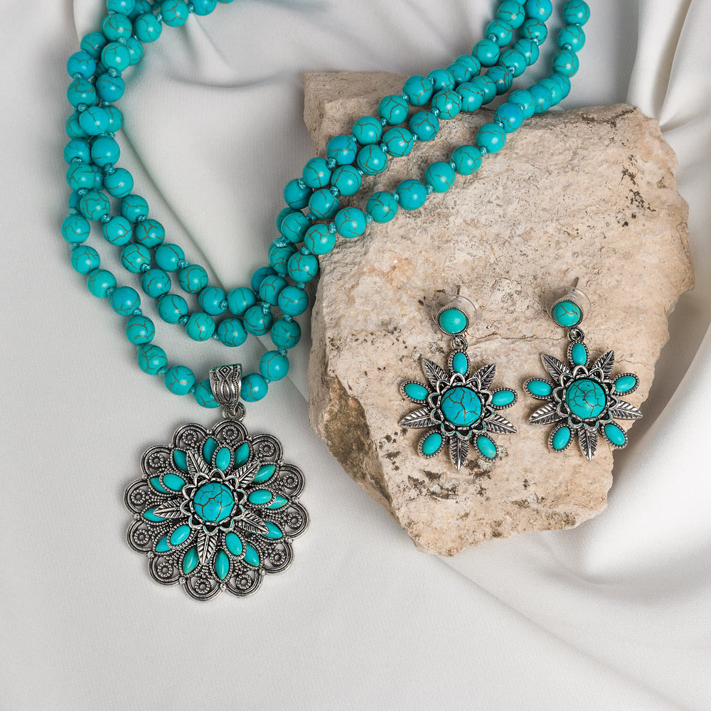 Triple-Strand Turquoise Beaded Necklace