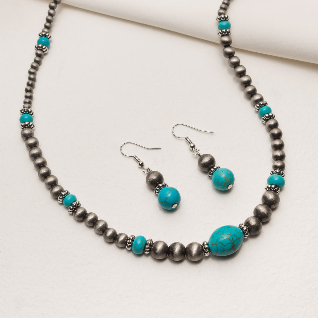 Anaya Sky Beaded Set (Earrings and Necklace)
