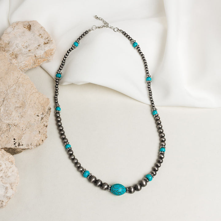 Anaya Sky Beaded Set (Earrings and Necklace)