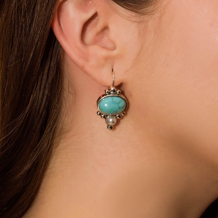 Turquoise Pearl Drop Earrings