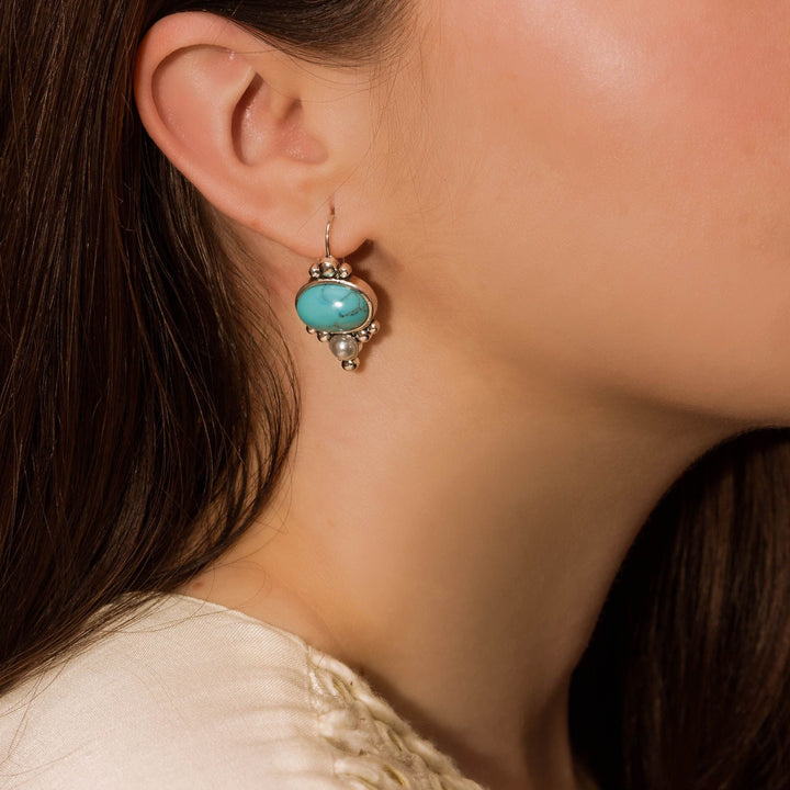 Turquoise Pearl Drop Earrings