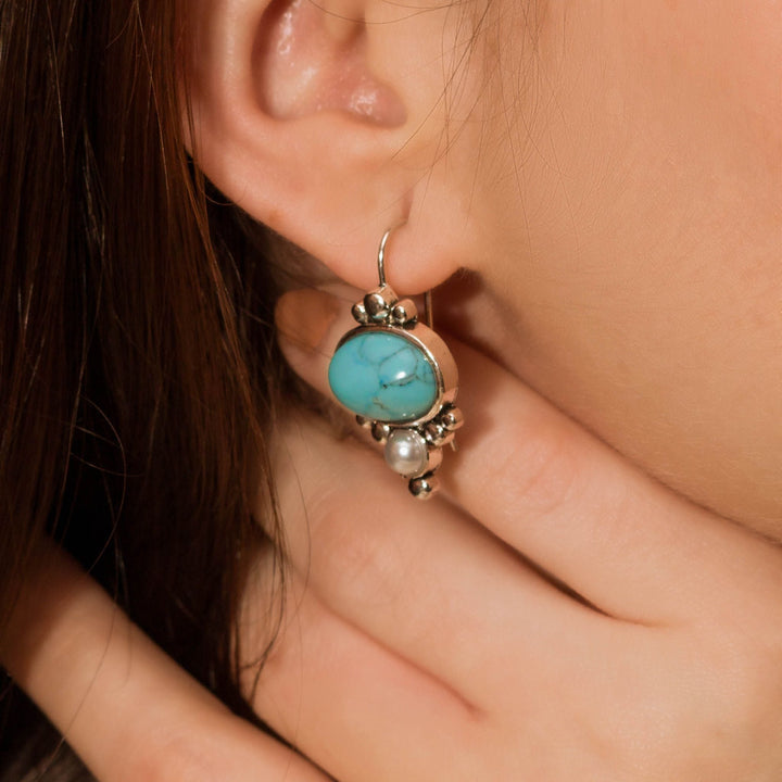 Turquoise Pearl Drop Earrings