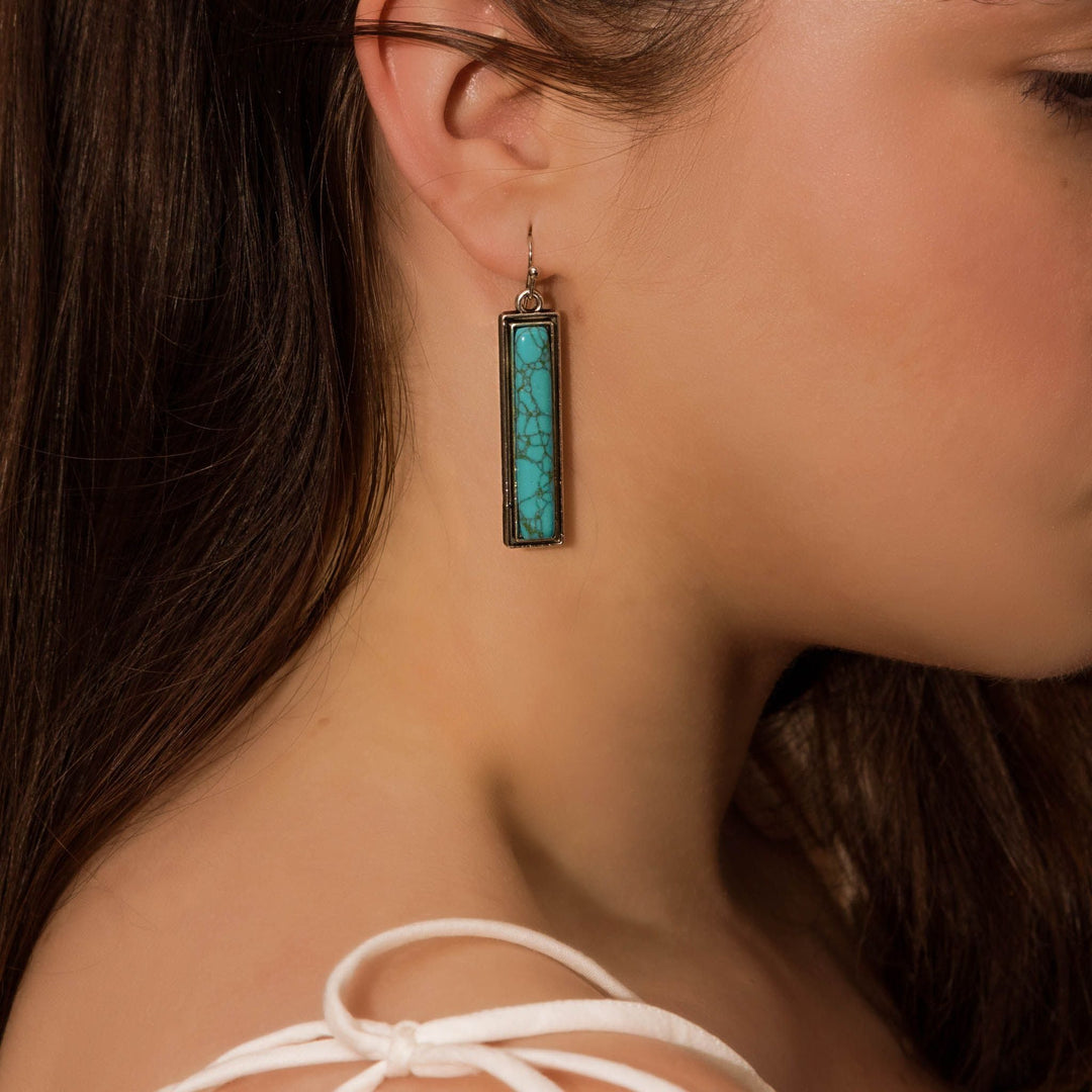 Rectangular Turquoise Drop Earrings