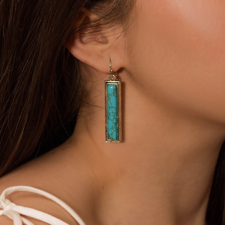 Rectangular Turquoise Drop Earrings