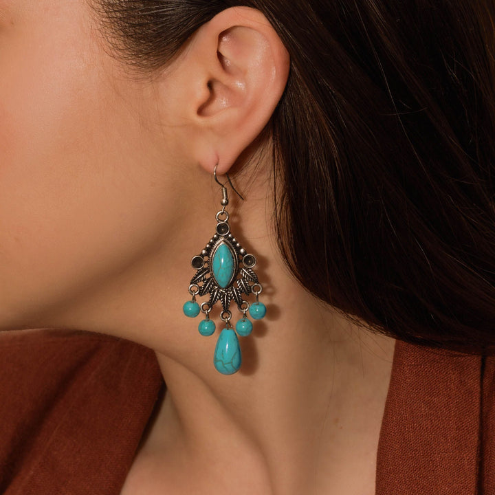 Turquoise Cascade Chandelier Earrings