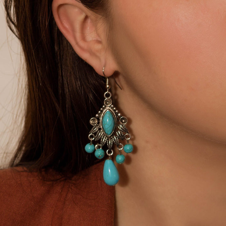 Turquoise Cascade Chandelier Earrings
