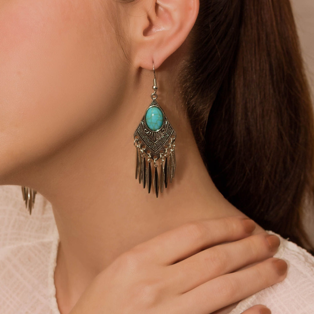Turquoise Dawn Fringe Earrings