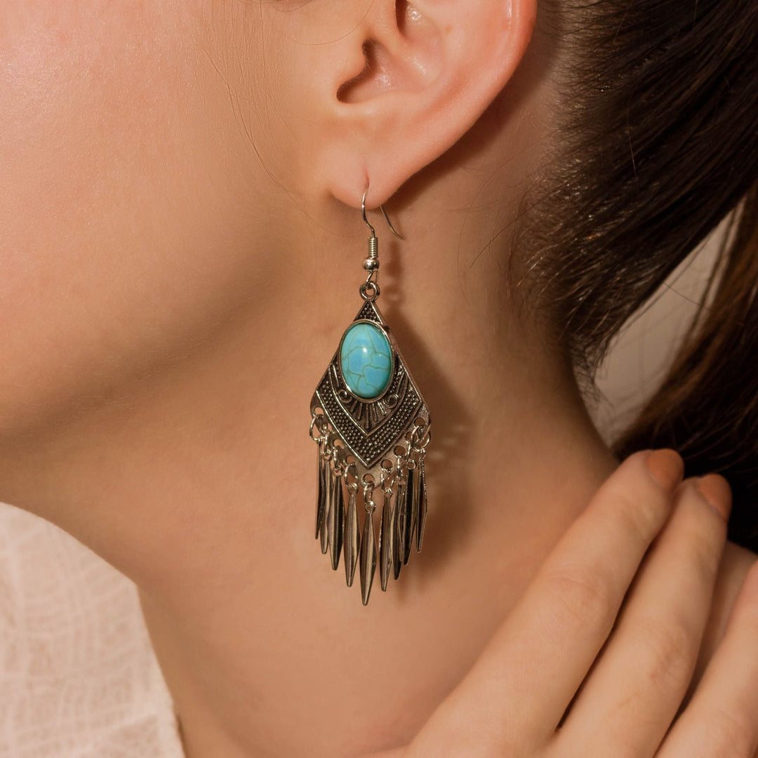 Turquoise Dawn Fringe Earrings