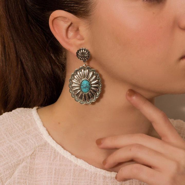 Western Sunburst Turquoise Earrings
