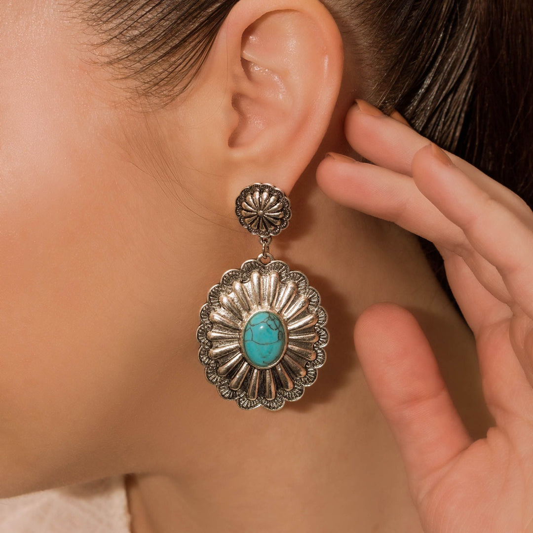 Western Sunburst Turquoise Earrings