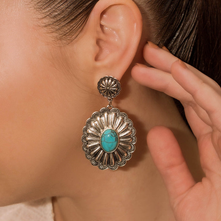Western Sunburst Turquoise Earrings