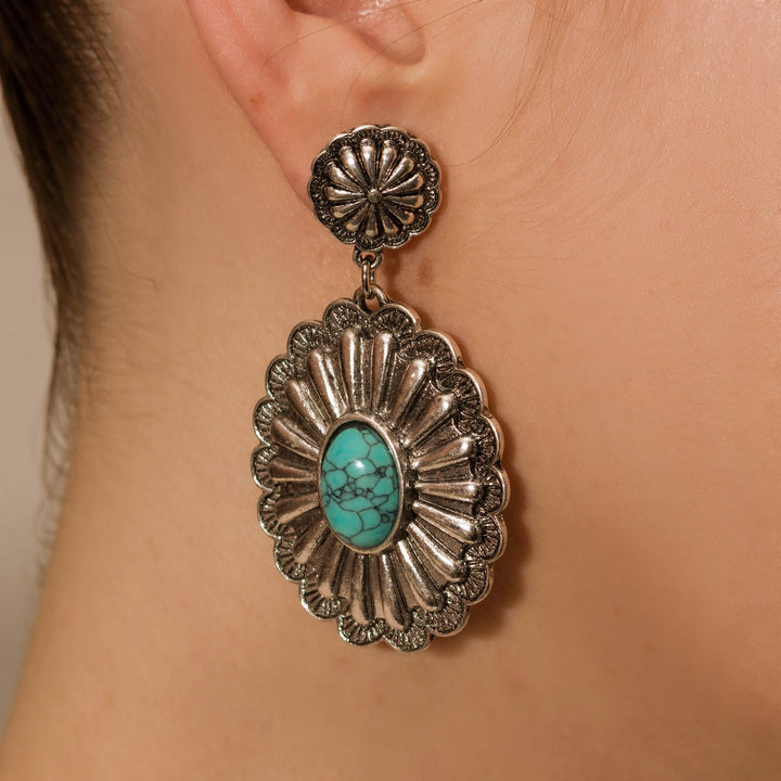 Western Sunburst Turquoise Earrings
