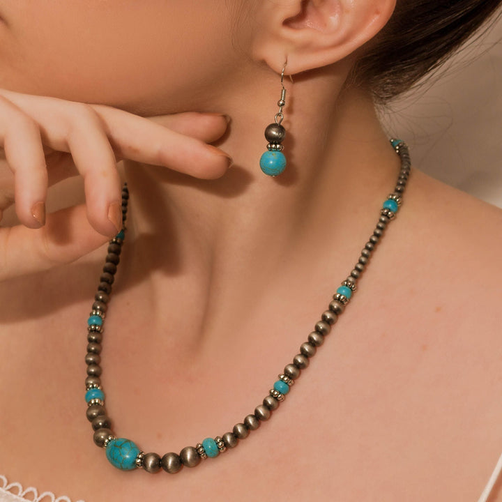 Anaya Sky Beaded Set (Earrings and Necklace)