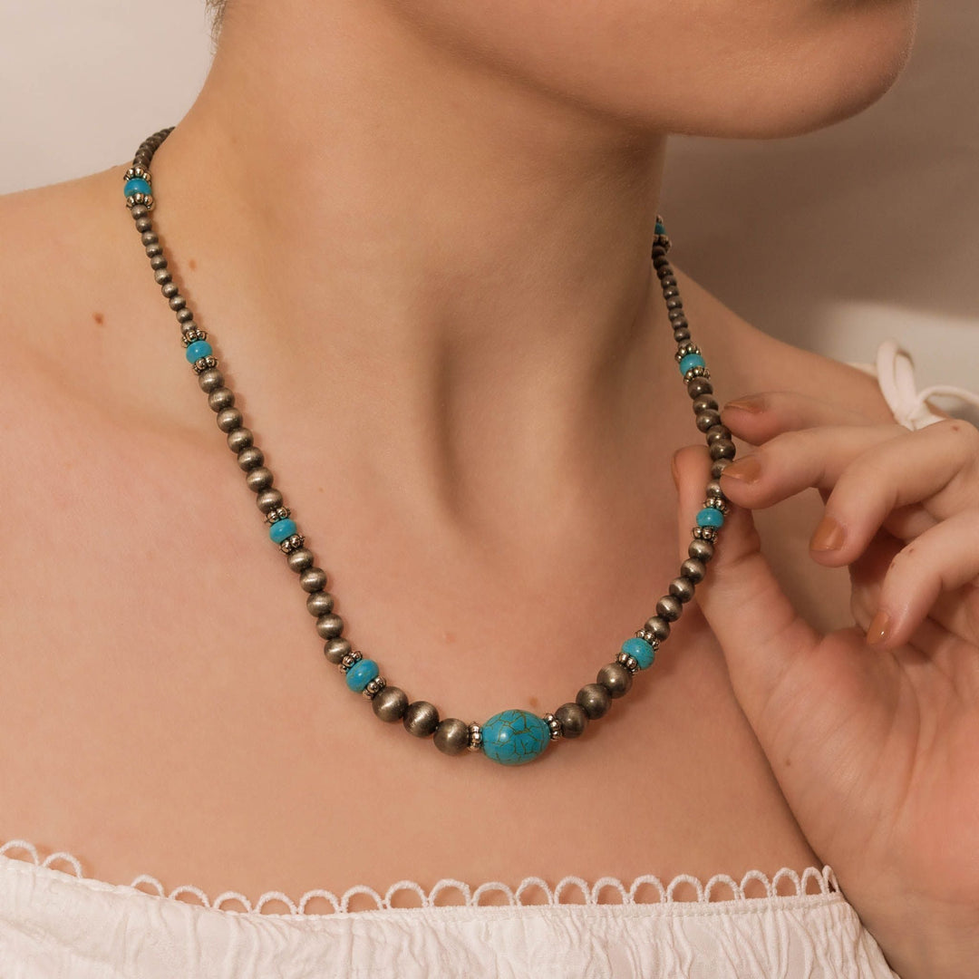 Anaya Sky Beaded Set (Earrings and Necklace)