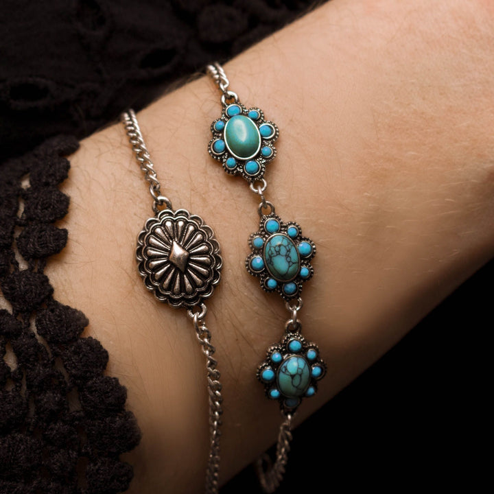 Western Turquoise Blossom Bracelet Set