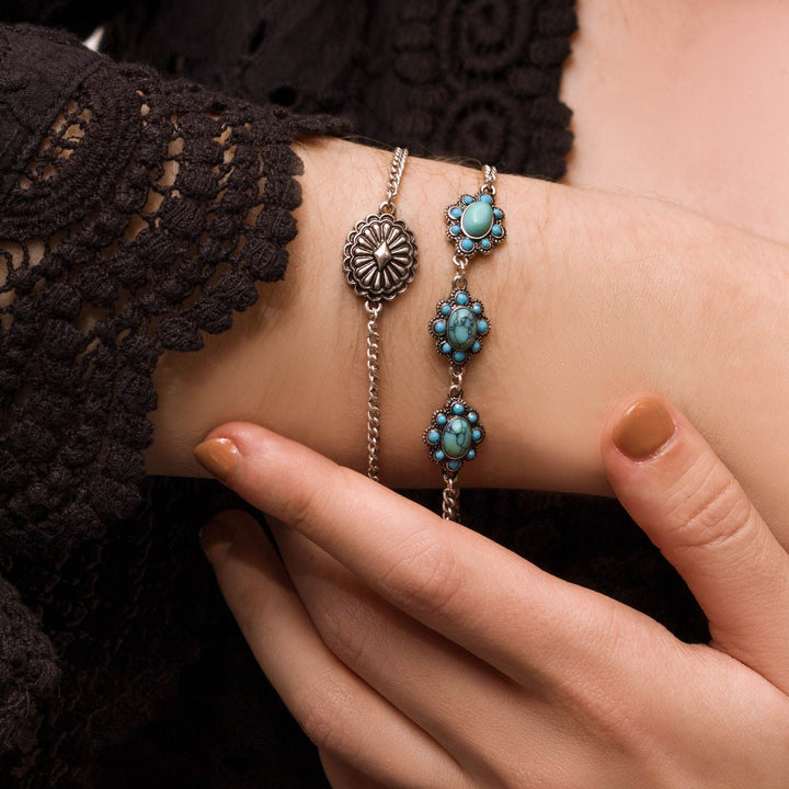 Western Turquoise Blossom Bracelet Set