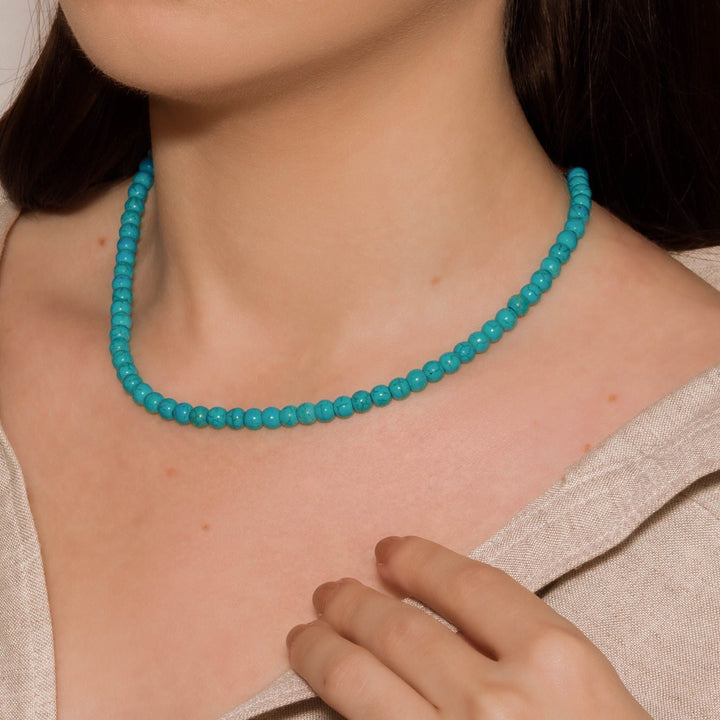 Southwest Sky Turquoise Bead Necklace (6mm ball)