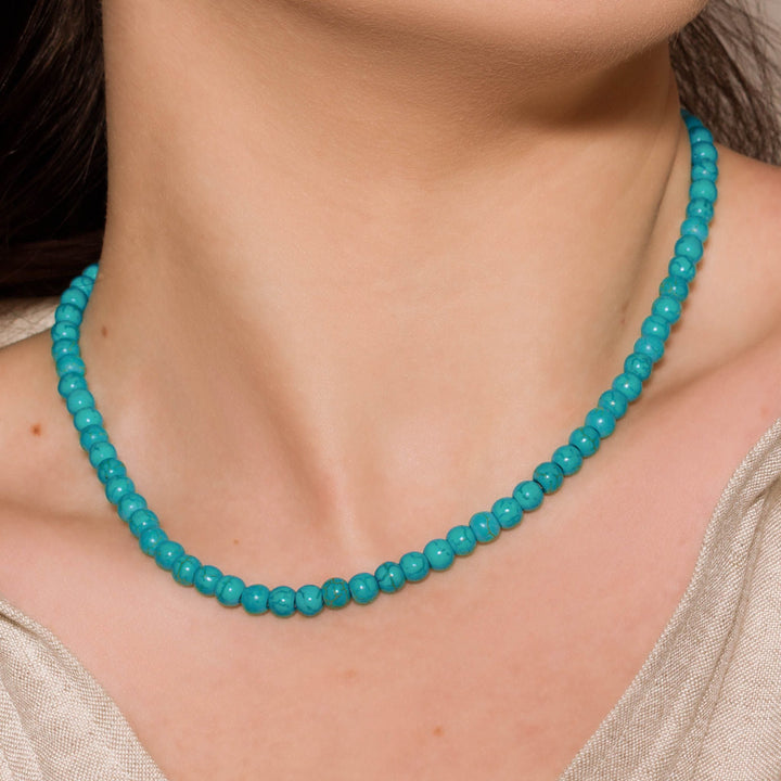 Southwest Sky Turquoise Bead Necklace (6mm ball)