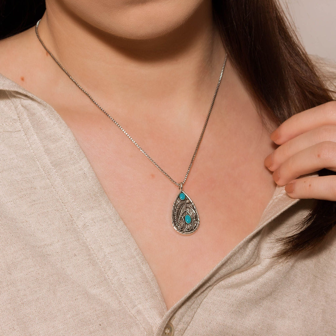 Turquoise Leaf Spirit Pendant Necklace